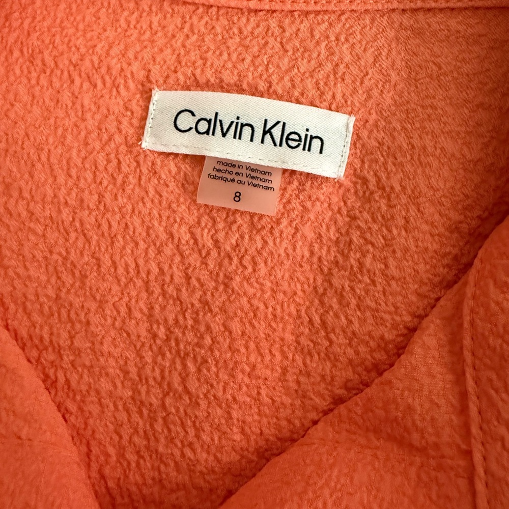 Calvin Klein Coral Button-Front Shirt Dress with Belt – Size 8 NWT - Picture 5 of 5